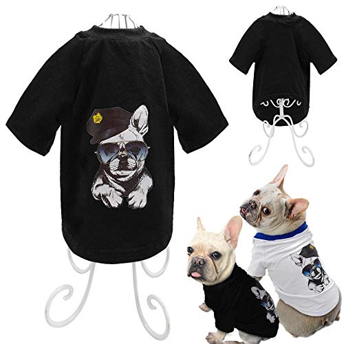 SYQY Camiseta de algodón para Perros Camisa de Verano para Perros Impreso Ropa para Perros Cachorro Ropa para Mascotas para Perros Pequeño Pug Negro Blanco Ropa Perro-Black_XXL