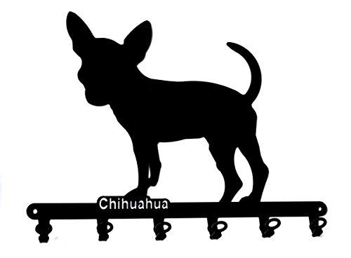 Tabla/Colgador de Llaves Chihuahua - Perro - Soporte de Pared para Llaves - Metal - Negro - 6 Ganchos para Llaves