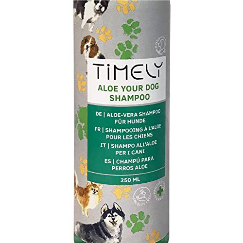 Timely - Aloe Your Dog, champú delicado para perros de pelo suave (pack de 4 x 250 ml)