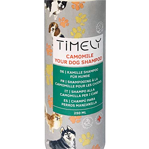 Timely - Camomile Your Dog, champú suave pero eficaz para perros de pelo duro y seco (pack de 4 x 250 ml)