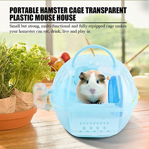 TMISHION Jaula de hámster, Deluxe Portable Mouse de plástico Transparente Casa Accesorios Completamente equipados Jaula de hábitat Hamster(Azul)