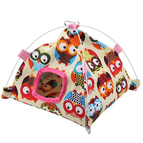 TOPINCN - Tienda de campaña de lona para dormir, con personajes animados para jaula de aves + almohadilla interior; apto para loro, aves, hámster o mascotas pequeñas