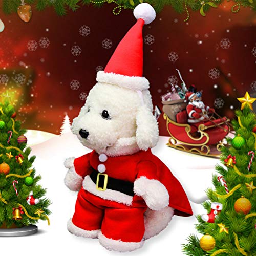Toyvian Disfraz Navidad Perro Pequeño Disfraz Papa Noel Perro con Sombrero Navidad Ropa Traje Invierno Cálido para Perro Gato Rojo Blanco