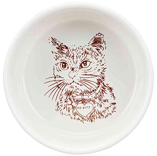 Trixie - Bol de cerámica con diseño de gato, 0.3 L, 1 unidad