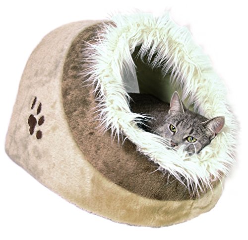 Trixie Cueva para Gatos Suave - Cama Gatos Accesorios para Gatos Casas para Gatos Gatera Minou, 41x30x50 cm, Beige/Marrón