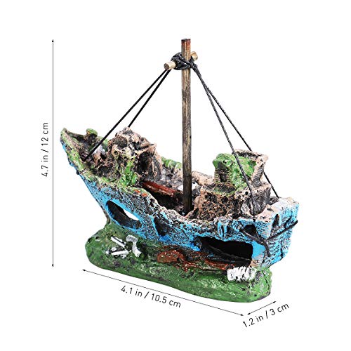 Ueetek - Barco corsario hundido para decoración de acuario, ideal para peceras con peces pequeños o para tortugueros