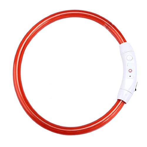 Ularma Collar de perro, USB recargable impermeable LED parpadea luz Collar del animal doméstico (rojo)