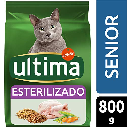 ultima Pienso para Gatos Esterilizados Senior con Pollo, Pack de 5 x 800gr - Total: 4 kg