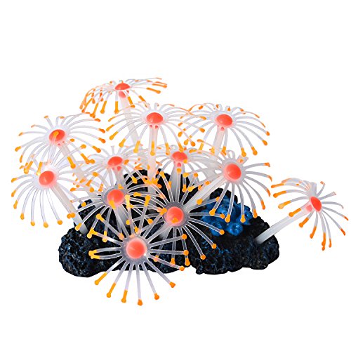 Uniclife Adorno de Decoración de Plantas de Coral Artificial de Efecto Brillante para Acuario de Pecera, Naranja