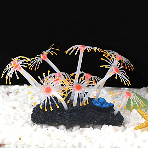Uniclife Adorno de Decoración de Plantas de Coral Artificial de Efecto Brillante para Acuario de Pecera, Naranja