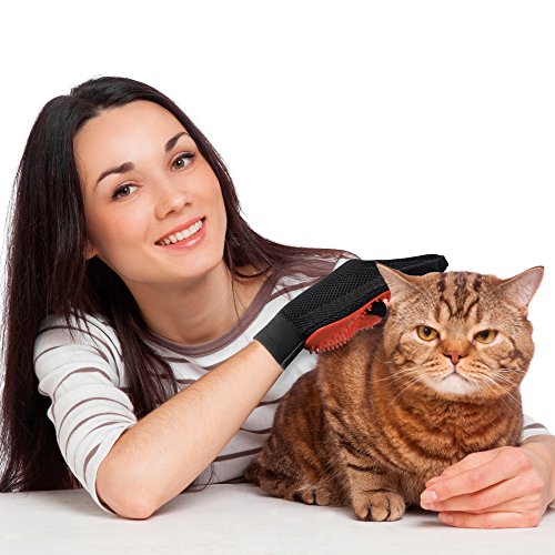 Venteo Pet Glove – Guante de cepillado con 5 Dedos para animales de compañía – Ideal para los gatos y perros – funciona sobre pelo largo, cortos y frisés