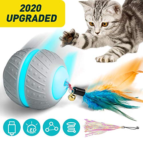 Ventvinal - Juguete para gatos, bola interactiva eléctrica, 2 modos de movimiento, bola de gato con carga USB de la luz LED, bola de inteligencia para gatos, para mascotas, juguete para gatos