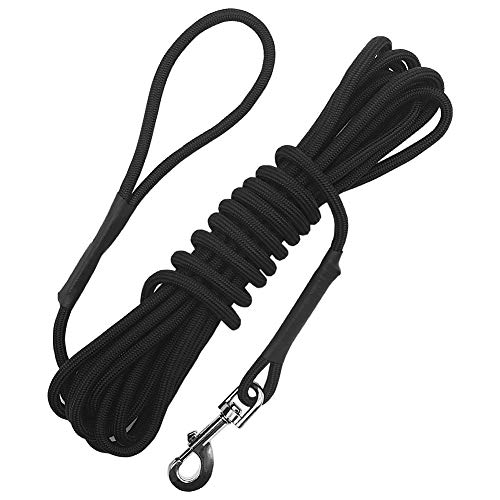 Vivifyin Dog Check Cord, 6 m flotante, cuerda larga de entrenamiento para perros con asa para playa, lago (negro)
