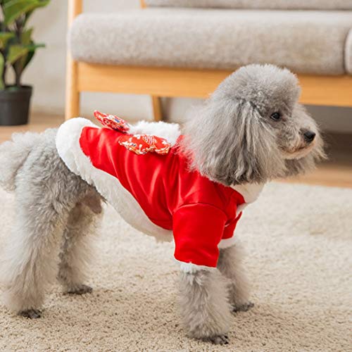 Wdrb Abrigo para Mascotas con Cuello Súper Suave Suéter Rojo De Algodón Cachorros Traje Tang Botón Oriental Estilo Ropa para Mascotas (Color : Red, Size : XXL)