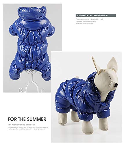 WLXW Ropa para Mascotas, Jimmy Doll Abrigo de Algodón con Capucha Teddy Pomerania Oso-Gato-Perro Ropa de Invierno Sombrero Engrosado para Mascotas,Azul,M