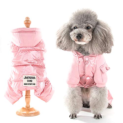 WLXW Ropa para Mascotas, Jimmy Doll Abrigo de Algodón con Capucha Teddy Pomerania Oso-Gato-Perro Ropa de Invierno Sombrero Engrosado para Mascotas,Rosado,XL