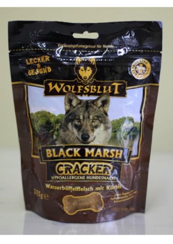 Wolf sangre Black Marsh Cracker para perros con agua Búfalo Carne – 225 g