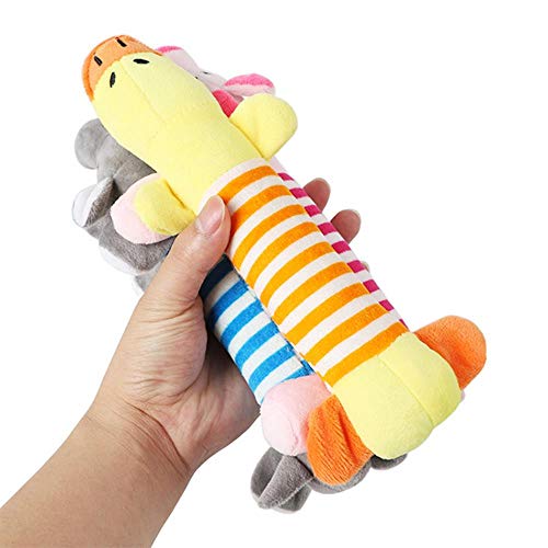 WOOAI Squeak Toys For Dog Toy Fleece Dog Chew Toy Durability Plush Puppy Pet Sound Toy para Perros Suministros Elephant Duck Pig Plush Toys, 9, M
