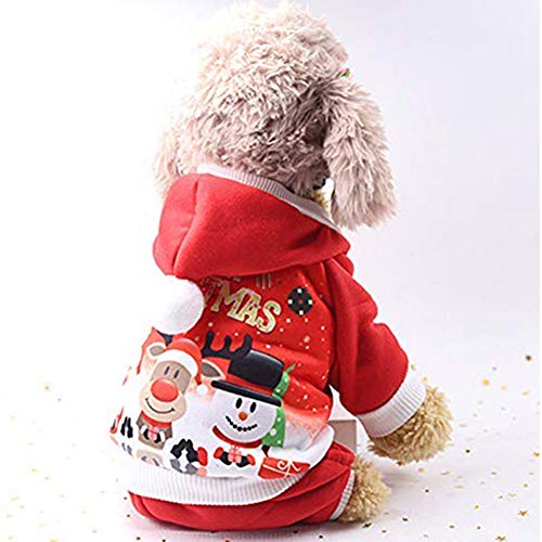 WPETM Navidad Perro Gato Sudadera con Capucha Mascota Cálido Otoño Invierno Abrigo Ropa de Perro de algodón con botón Jersey al Aire Libre Mono para Perro,XS