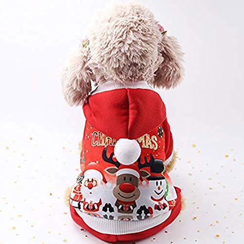 WPETM Navidad Perro Gato Sudadera con Capucha Mascota Cálido Otoño Invierno Abrigo Ropa de Perro de algodón con botón Jersey al Aire Libre Mono para Perro,XS