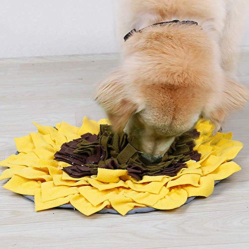 WSJF El olfato del Perro casero vibratorio for Mascotas Adiestramiento de Perros Mat Flor del Girasol Lenta consumición del Perrito Bowl, Amarillo (Color : Yellow)