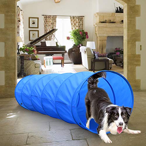 X XBEN Set de Entrenamiento Agilidad Perros - Pet Dogs Outdoor Games Kit de Entrenamiento, 60 * 180cm Túnel para Perros, Eslalom para, Aro para, Vallas, Jump Hoop Dog Agility Starter Equipment