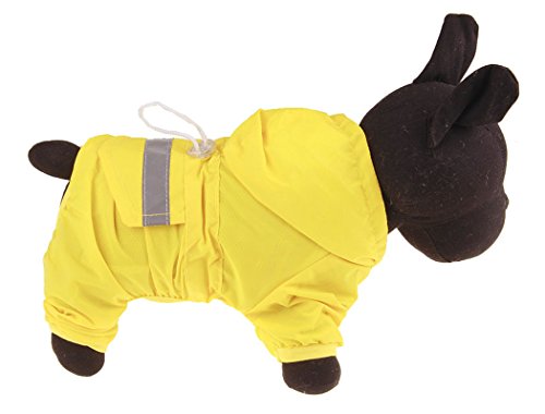 Xiaoyu chaqueta impermeable para perro de mascota con chubasquero impermeable y tiras reflectantes de seguridad ajustables para perro, Amarillo, XL