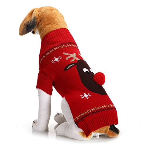 Xiaoyu Sudadera de Perro Ropa de Mascotas para Perros Reno de Navidad, Rojo, L
