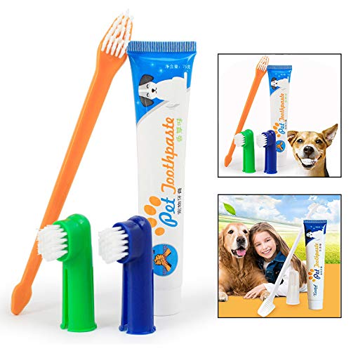 Xrten Set Higiene Dental para Perros, Cepillo de Dientes y Pasta de Dientes para Perros