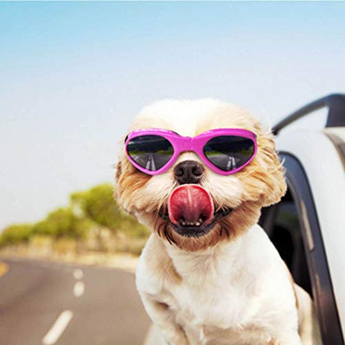 XUNKE Gafas de Sol para Perros, Perro Gafas para Perros pequeños y medianos Impermeable Plegable Protector Ocular Protección UV Antivaho (Rosado)