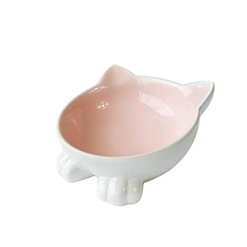 XUSHI Inclinación de Alta Pierna Comedero, cerámica, Proteger La Columna Cervical, Lindo Gato y Perro Bowl, pequeñas y Medianas Mascotas Son Disponible (Color : Pink)