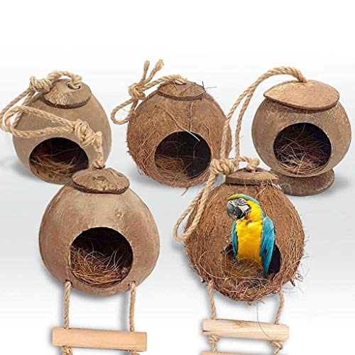 XYSQWZ Pajarera para pájaros Jaula para periquitos cáscara de Coco Jaula para pájaros decoración Natural para jardín al Aire Libre decoración Creativa y cálida para Casas pequeñas Jaula para pájaros