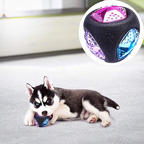 YOUNICER Pelotas para Perros Flash LED Squeaker Ball Juguete para Perros Bola interactiva para Perros Bola de Perros Que Brilla intensamente activada por Rebote