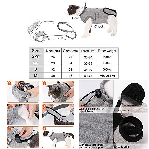 Yuhtech Traje de recuperación, Mascotas Trajes de recuperación quirúrgica Ropa Chaleco de recuperación pequeños (XS-Length-30-35cm)
