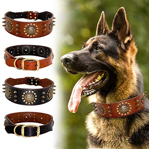 YXDZ Collar De Perro De Cuero Duradero Collares para Perros con Tachuelas con Tachuelas Y Collares Ajustables para Perros Medianos Grandes Pitbull K9 L XL
