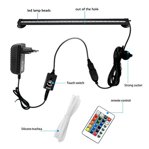 Zerodis - Luz LED sumergible para acuario, con mando a distancia y lámpara LED de colores para kit de luz de acuario