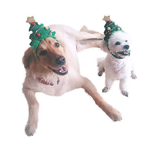 ZQEU - Gorro de Papá Noel ajustable para mascotas con diseño de árbol de Navidad Small