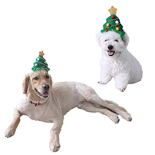 ZQEU - Gorro de Papá Noel ajustable para mascotas con diseño de árbol de Navidad Small