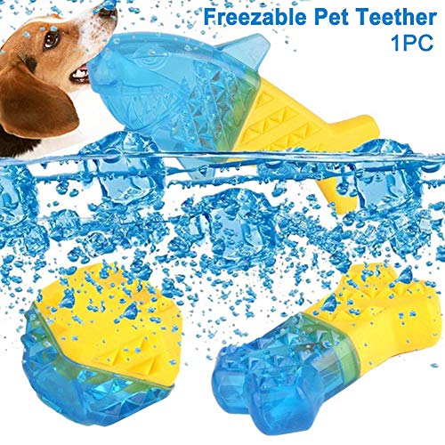 1 juguete congelable para la dentición del perro, cachorro, masticable, congelador, hueso, para acampar, al aire libre, juguete para masticar, relleno de agua para perro (tamaño: peces)
