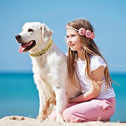 2 Piezas Cadena de Eslabones de Perro Dorado, Cadena Collar Dorado Perro, Cadena de Collar de Eslabones de Perro, Collar de perro Mascota Bulldog, Ajustable, adecuado para perros pequeños y medianos