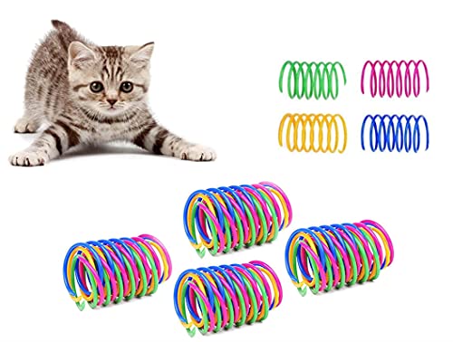 20 Piezas Juguete para Gato Resortes,Muelle Colorido Juguete, Muelles en Espiral de Plástico para Gatos Gatito Mascotas Regalo de Novedad