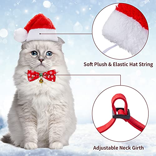 3 Piezas Disfraces Navidad para Gatos Perros con Collares de Pajarita Sombrero de Navidad Bufanda Accesorios Ropa de Mascotas para Gatos Perros