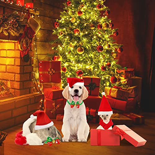 3 Piezas Disfraz de Gato Navideño Disfraz de Perro, Disfraz de Mascota ​para Navidad, Sombrero Bufanda Collar Campana Pajarita de Mascotas de Navidad para Perros, Disfraces Navidad para Gatos