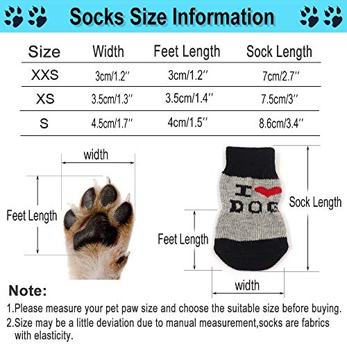 4 pares de calcetines antideslizantes para gatos y perros con refuerzo de goma y 8 correas pequeñas, cubiertas de garras para mascotas en pisos de madera (Style3, S)