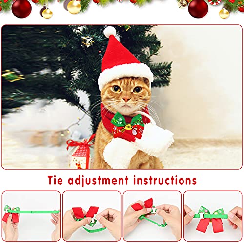 4 Piezas de Sombrero Bufanda Collar Campana Pajarita de Mascotas de Navidad para Perros Gatos Mascotas Pequeños (B)