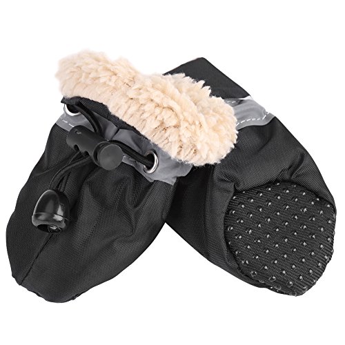 4 Unids / set Botas para perros mascotas Zapatos antideslizantes impermeables para perros Botas antideslizantes para perros Almohadilla para mascotas Botas de nieve cálidas de invierno(3# Negro)