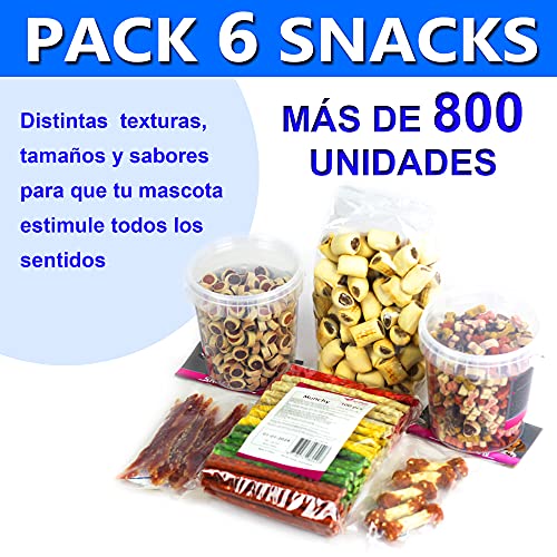 6 Packs de Snacks, Chuches y Premios para Perros Medianos y Grandes - Golosinas y Aperitivos para Premiar y Educar - 2300 g