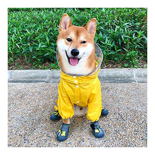 A1-Brave Chubasqueros Perro Impermeable Amarillo de Cuatro pies Impermeables Pet Supplies Ropa/Bichon del Perro del Schnauzer de Shiba Inu del Impermeable con Todo Incluido
