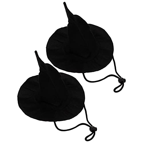 ABOOFAN 2 Piezas Sombrero de Bruja Mascota Halloween Gato Mascota Mago Disfraz Gatos Pequeños Perros Ropa Traje Capa de Bruja con Sombreros Mascotas Disfraz Ropa Negra
