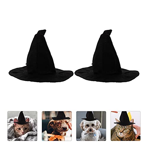 ABOOFAN 2 Piezas Sombrero de Bruja Mascota Halloween Gato Mascota Mago Disfraz Gatos Pequeños Perros Ropa Traje Capa de Bruja con Sombreros Mascotas Disfraz Ropa Negra